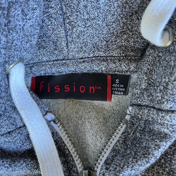 Gray/ White Full Zip Hoodie Sweatshirt Jacket - Picture 3 of 5